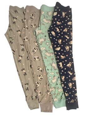 Women’s Soft & Cozy Pajama Pants Set of 4 - Size S/XS Cute Animal Prints